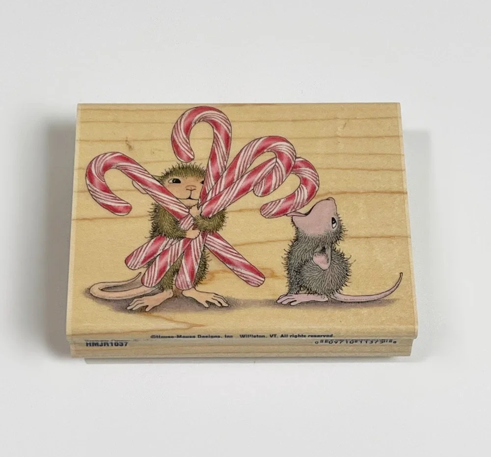 Stampabilities House Mouse Candy Cane Tester Stamp Mudpie Monica 4x3